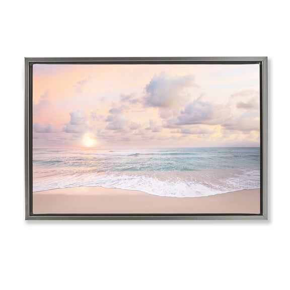 Stupell Industries Cloudy Sunset Seaside Shore Gray Framed Floater Canvas Wall Art, design by Sisi and Seb, 17 x 25