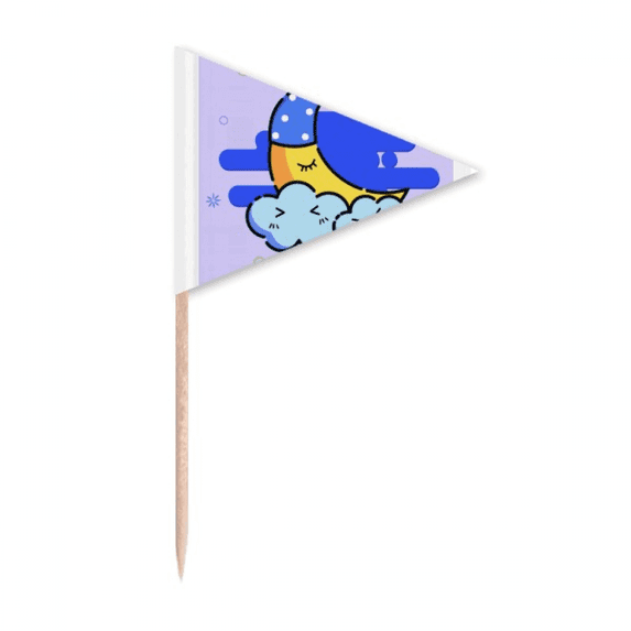 Cloudy Twinkle Evening Animation Toothpick Triangle Cupcake Toppers Flag
