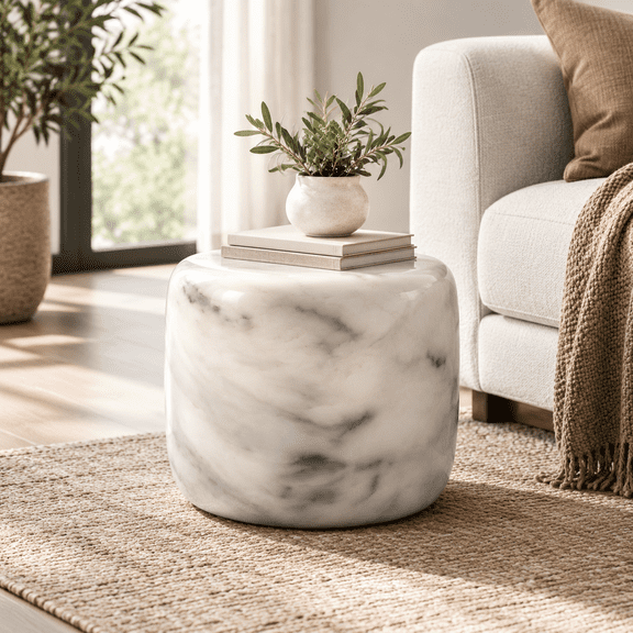 Cloudy White Marble Touch Control 3-Way Dimmable Rechargeable Table Lamp
