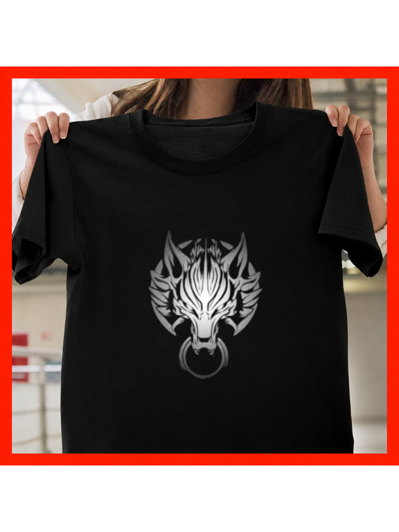 Cloudy Wolf Buster Soldier Wolf Emblem Midnight Fantasy RPG Unisex T-Shirt, S-3XL