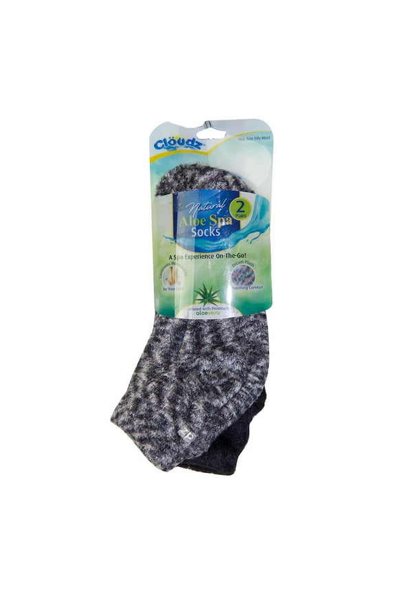 * Cloudz - (2 Pairs!) Dreamy Black Soft Plush Natural Aloe Vera Spa Socks - (Assorted Solid & Patterned)