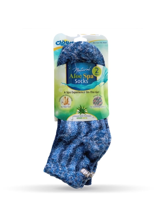 * Cloudz - (2 Pairs!) Dreamy Blue Soft Plush Natural Aloe Vera Spa Socks - (Assorted Solid & Patterned)