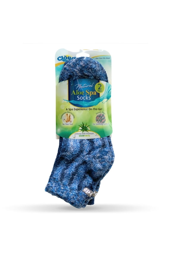 * Cloudz - (2 Pairs!) Dreamy Blue Soft Plush Natural Aloe Vera Spa Socks - (Assorted Solid & Patterned)