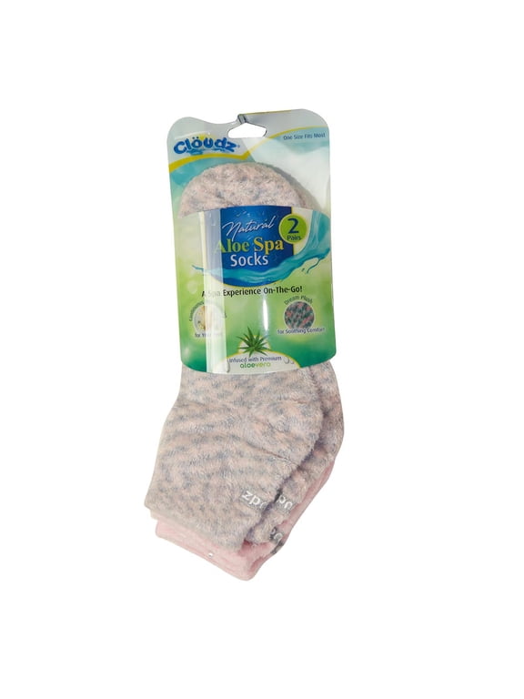 - (2 Pairs!) Dreamy Pink Soft Plush Natural Aloe Vera Spa Socks - (Assorted Solid & Patterned)