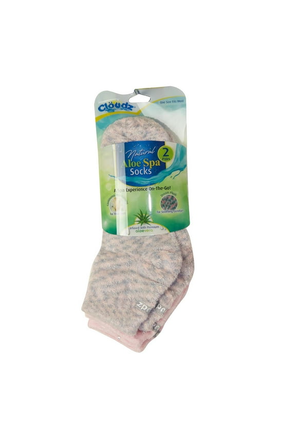 - (2 Pairs!) Dreamy Pink Soft Plush Natural Aloe Vera Spa Socks - (Assorted Solid & Patterned)