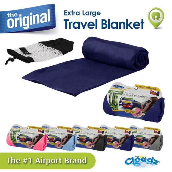 Cloudz Premium XL Travel Blanket with Bag - Navy Blue