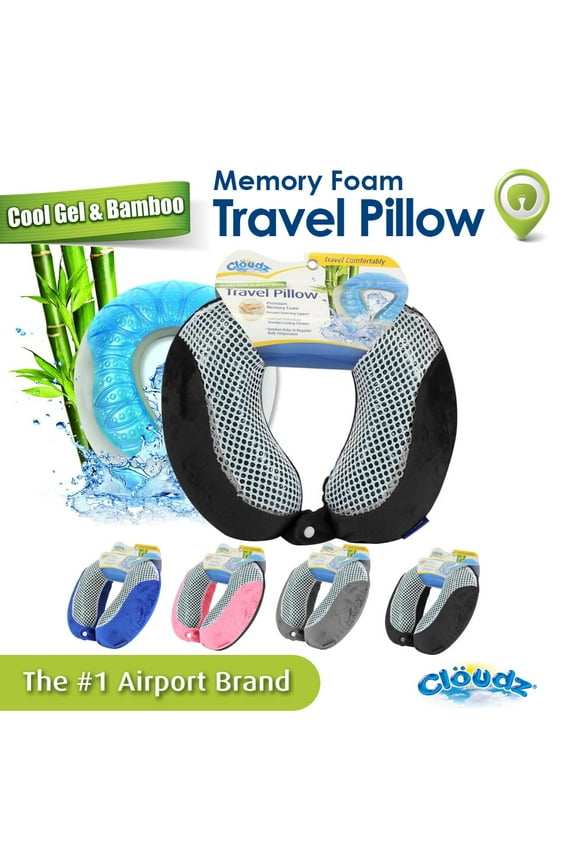 Comfort Gel Memory Foam Travel Neck Pillow - Black
