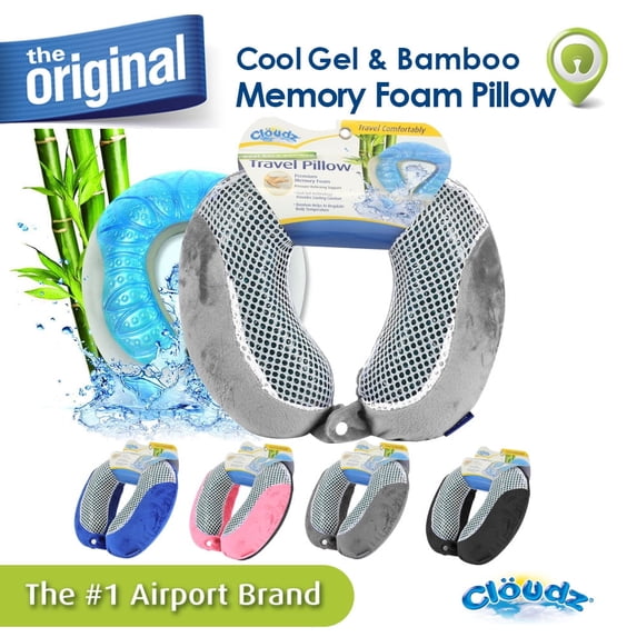 Cloudz Comfort Gel Memory Foam Travel Neck Pillow - Gray