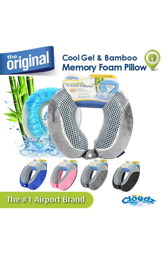 Comfort Gel Memory Foam Travel Neck Pillow - Gray