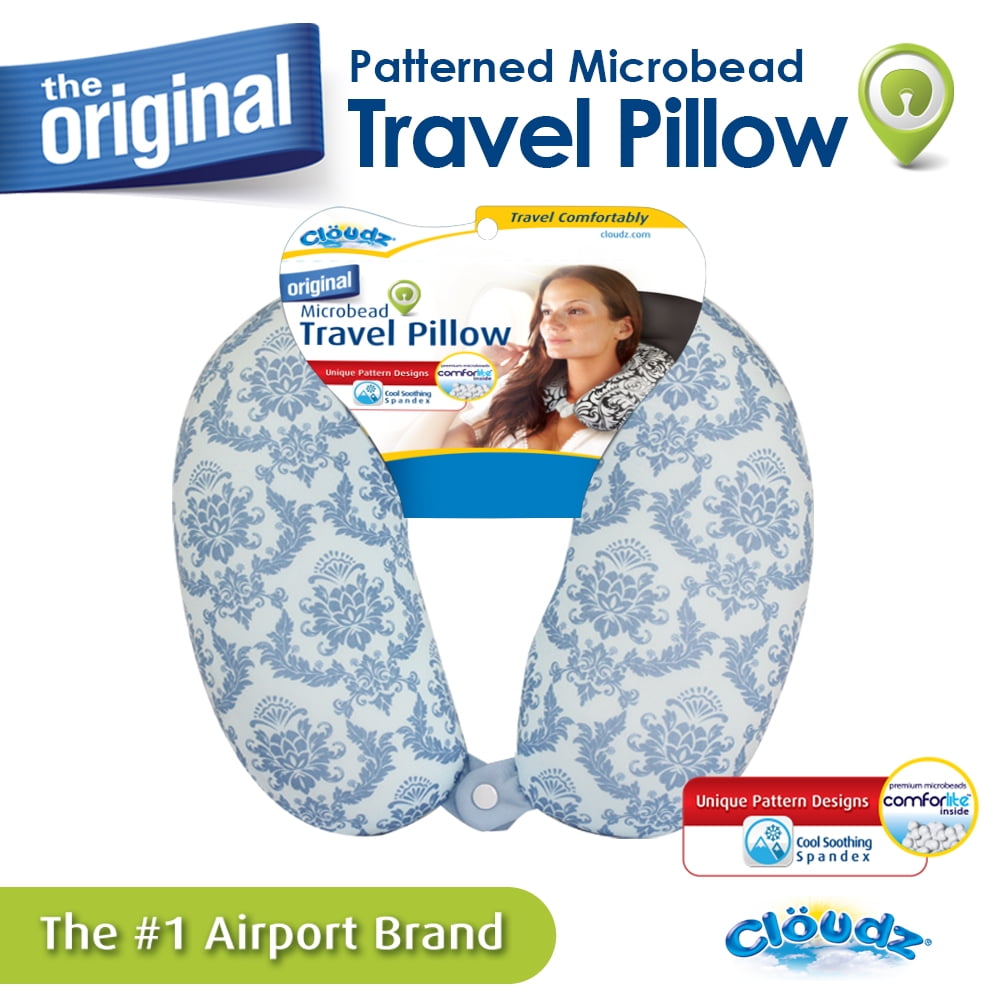 Cloudz Original Microbead Filled Travel Neck Pillow Blue Print, Head