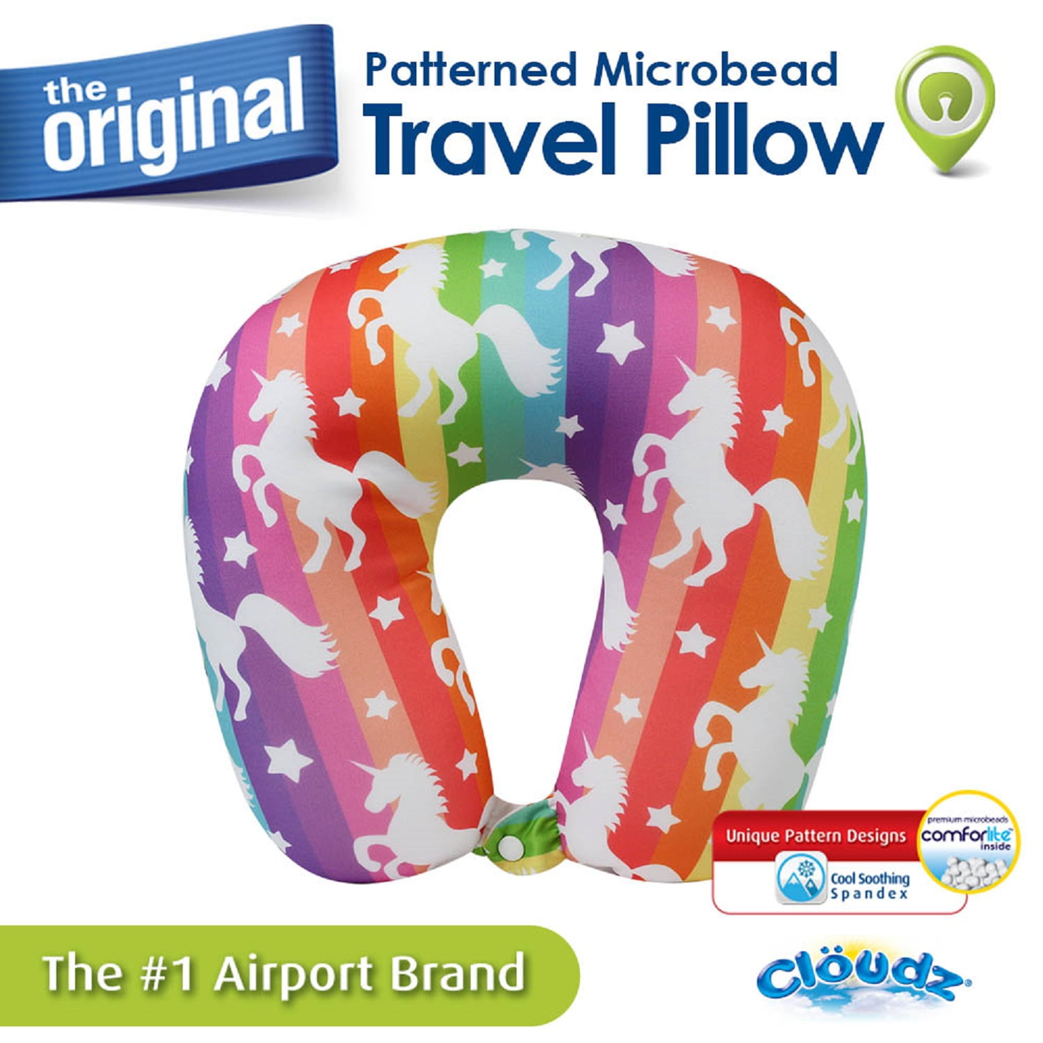 Cloudz Patterned Microbead Travel Neck Pillows - Unicorn - Walmart.com