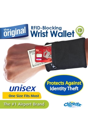 : RFID Protection Travel Wrist Wallet - Black