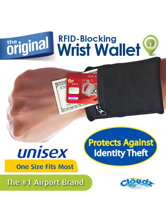: RFID Protection Travel Wrist Wallet - Black