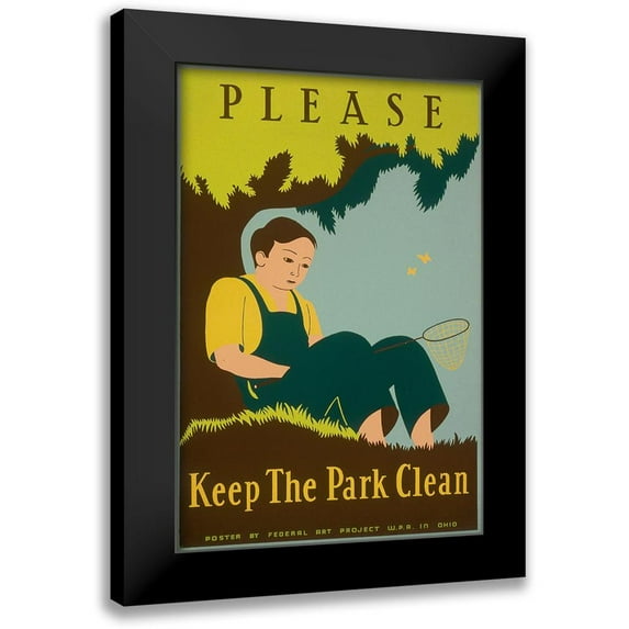 Clough, Stanley Thomas 11x14 Black Modern Framed Museum Art Print Titled - Please Keep the Park Clean, 1938