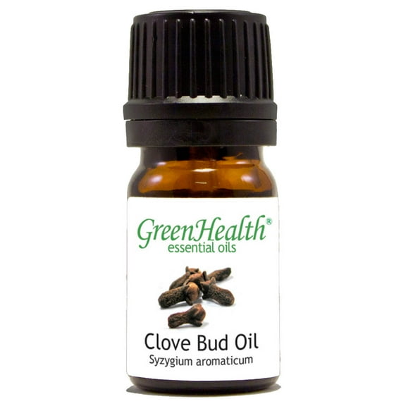 Clove Bud Essential Oil - 1/6 fl oz (5 ml) Glass Bottle w/ Euro Dropper - 100% Pure Essential Oil by GreenHealth