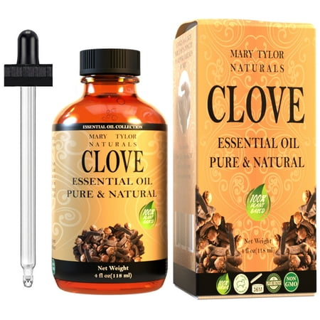 Clove Essential Oil (4 oz), Premium Therapeutic Grade, 100% Pure and Natural, Perfect for Aromatherapy, Relaxation, Improved Mood and Much More by Mary Tylor Naturals