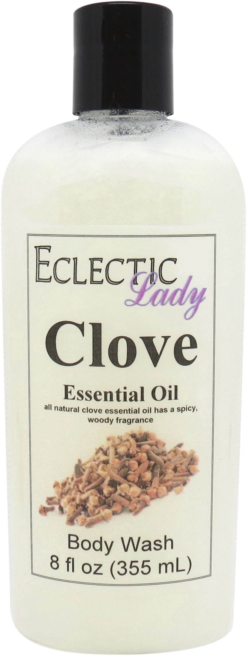 Clove Essential Oil Body Wash by Eclectic Lady, Liquid Shower Gel for Women and Men, 8 Ounces