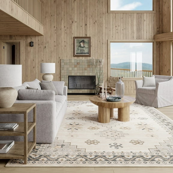 Rugs USA Clovebud Geometric Machine Washable Area Rug, 3' x 5', Clovebud Grey