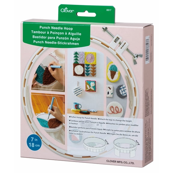 Clover 7-Inch Punchneedle Needlecraft Hoop, White