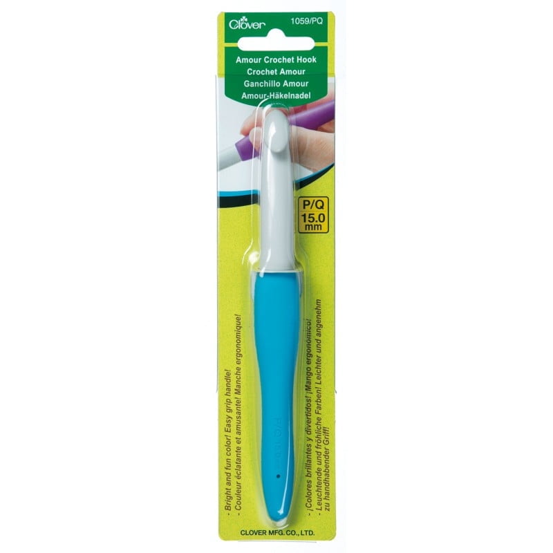Clover Needlecraft Amour Crochet Hook: 15.00mm, 15 mm, Blue & White