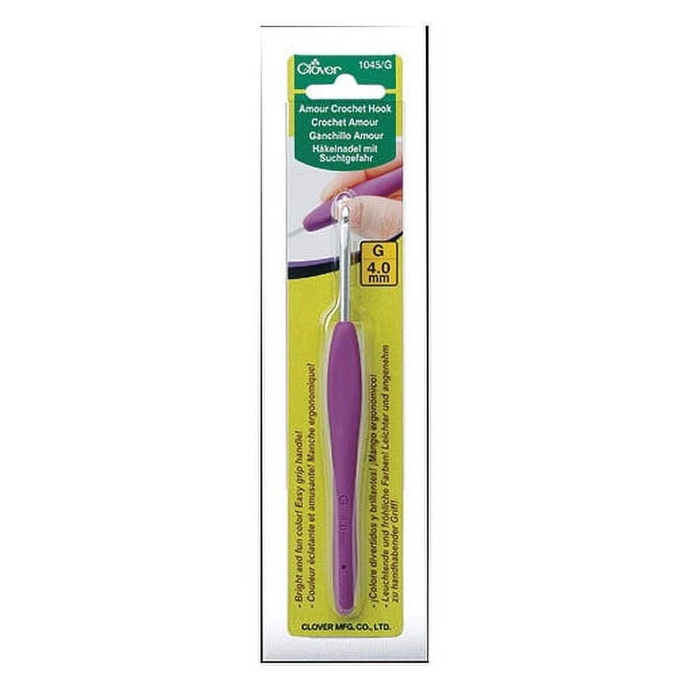 Clover, Metal Crochet Hook, 4mm, Comfortable Grip, Rubber Handle