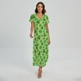 thumbnail image 1 of Clover And Hat St. Patrick'S Day Printed Short Sleeve Maxi Dress, Irish St. Patrick'S Day Fashion Summer Maxi Dress For Women, 1 of 4