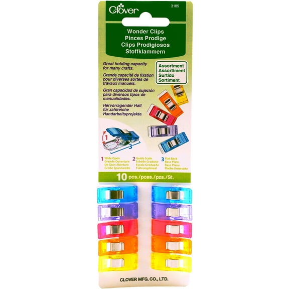 Clover Assorted Color Wonder Clips, 10 Count