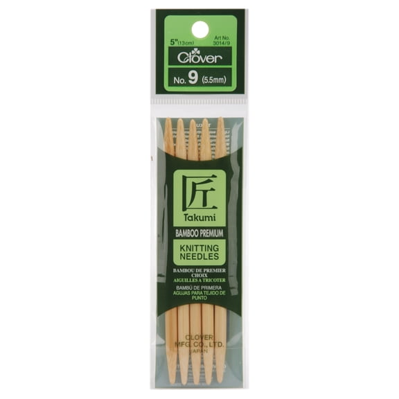Clover Takumi Bamboo Double Point Knitting Needles 5" 5/Pkg-Size 9/5.5mm