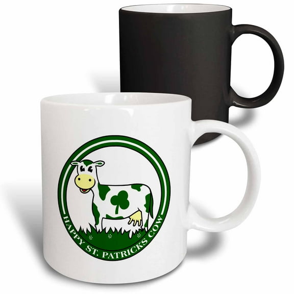3drose, Clover Cow St Patrick Day Text Graphic, 11oz Magic Transforming Mug