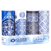 Clover Cylinder Facial Tissues for Car or Small Space，4 Tubes 3-Ply Blue Car Tissus for Travel