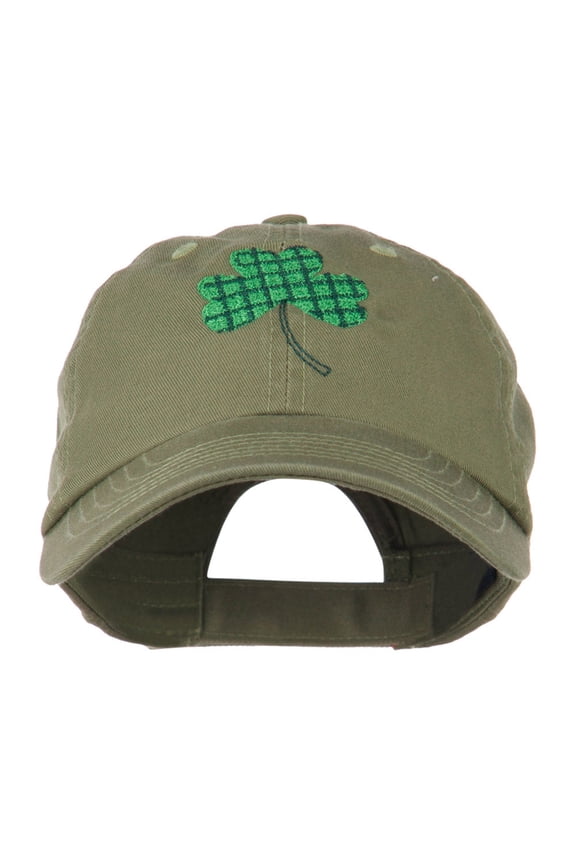 Clover Design Embroidered Cap - Olive OSFM