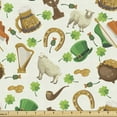 thumbnail image 1 of Ambesonne Clover Fabric by the Yard Upholstery, Irish Culture , 1 Yard, Ivory Multicolor, 1 of 4