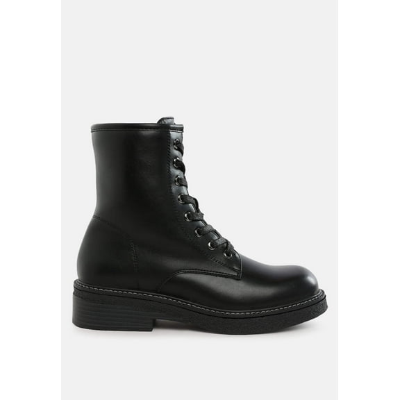 Clover Faux Leather Lace Up Boots