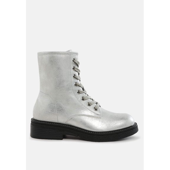 Clover Faux Leather Lace Up Boots