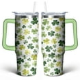 thumbnail image 1 of Clover Green 30 Oz Tumbler with Handle Lid and Straw, Stainless Steel Double Walled Vacuum Insulated Cup, Cute Anniversary Wedding Birthday Gifts Tumbler for Women Men Friends Outdoor Indoor, 1 of 1