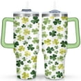 thumbnail image 1 of Clover Green 40 Oz Tumbler with Handle Lid and Straw, Stainless Steel Double Walled Vacuum Insulated Cup, Cute Anniversary Wedding Birthday Gifts Tumbler for Women Men Friends Outdoor Indoor, 1 of 7