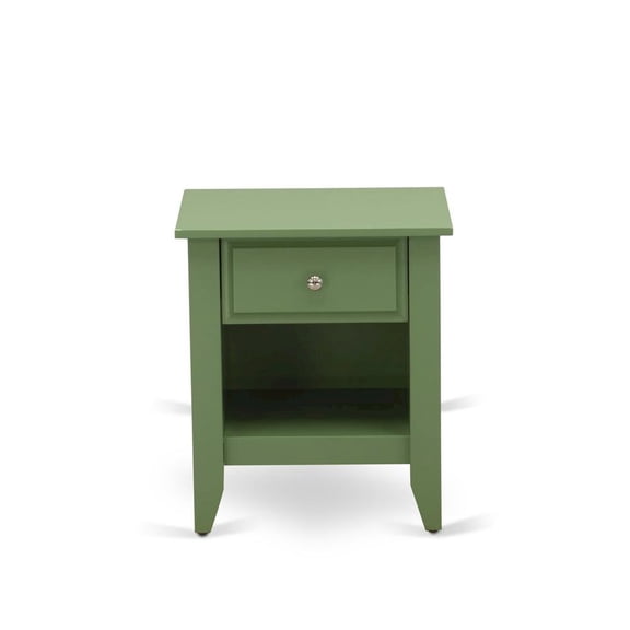 Clover Green Mid Century Nightstand with Wooden Drawer and Sturdy Build