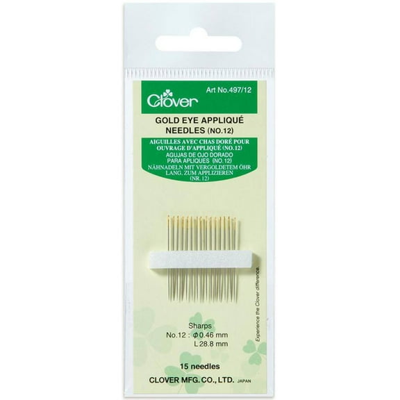 Clover, Gold Eye Applique/Shaprs Needles (15pk)