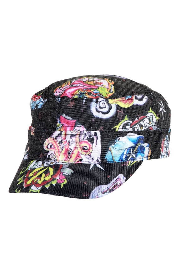 Hard Style Tattoo Fitted Cadet Hat - Medium/Large - Black