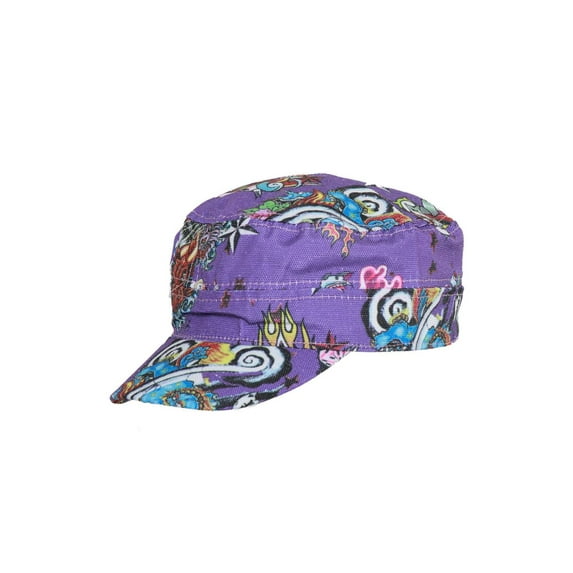 Clover Hard Style Tattoo Fitted Cadet Hat - Medium/Large - Purple