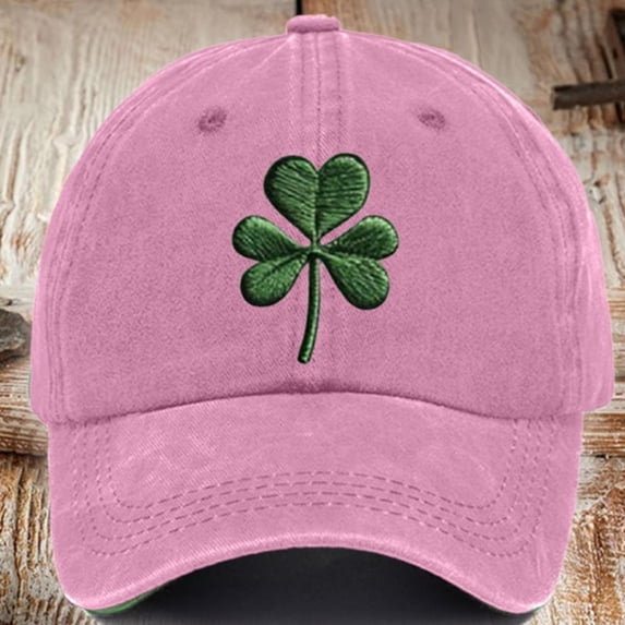 Clover Hat St. Patrick Merch St. Patrick Stuff St. Patrick Caps St. Patrick Hat Unisex St. Patrick's Day Shamrock Graphic Vintage Hat Casual Baseball Cap, Hot Pink