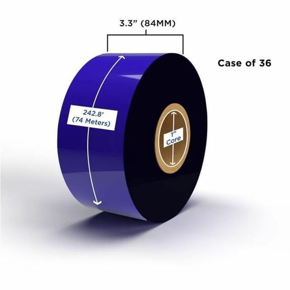 Clover Imaging Non-OEM New Enhanced Wax/Resin Ribbon 84mm x 74M (36 Ribbons/Case) for Zebra Printers, Enhanced Wax Resin for Zebra 1/2" Desktop (DT) Printers TLP-2844, 2242, 2642, 2742, 3642, T402, GK, GX. 1/2" ID, CSO (84mm x 74M) (3.3" x 242.8') (36/CS)