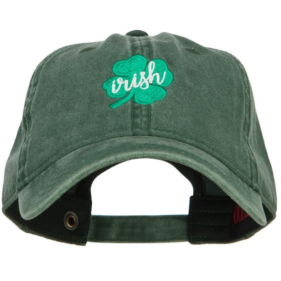 Clover Irish Embroidered Washed Buckled Cap - Dk Green OSFM