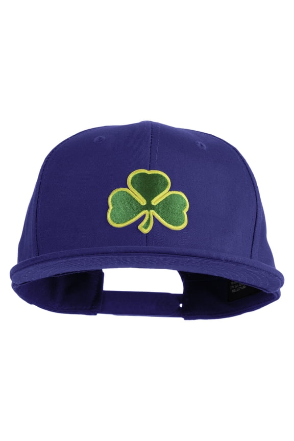 Clover Iron on Patched Flat Bill Snapback Twill Cap - Royal OSFM