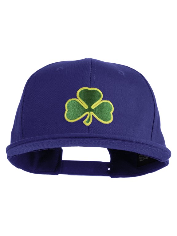 Clover Iron on Patched Flat Bill Snapback Twill Cap - Royal OSFM