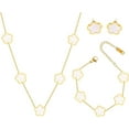 thumbnail image 1 of Clover Jewelry Set 18K Gold Plated Stainless Steel Necklace with Flower Design Four leaf clover for Women, Elegant Four Leaf Clover Necklace Floral Style Jewelry, 1 of 6