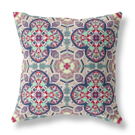 Clover Leaf Floral Indoor/Outdoor Fabric Pillow with Zip in Maroon Green16x16