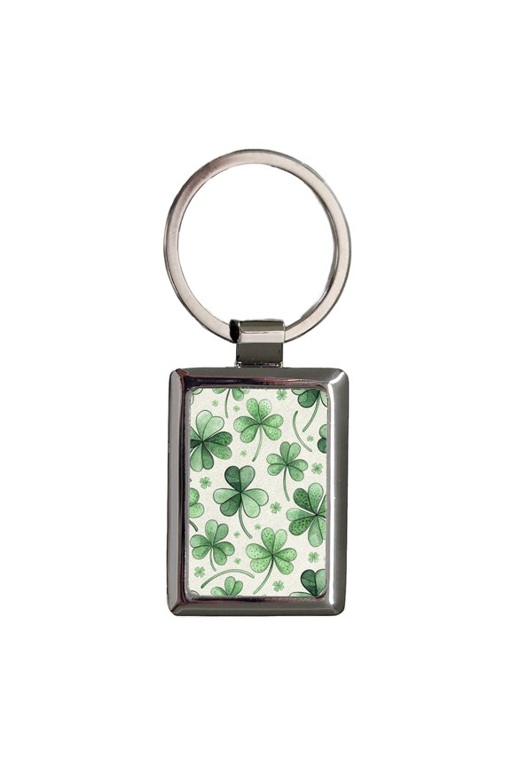 Clover Leaf Leaves Background Metal Rectangle Keychain