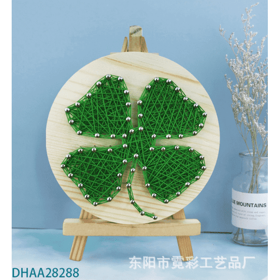 Wizardi Clover Leaf String Art Kit with Stand. Simple Decorative DIY String Art Craft Kit M1-4 DHAA28288