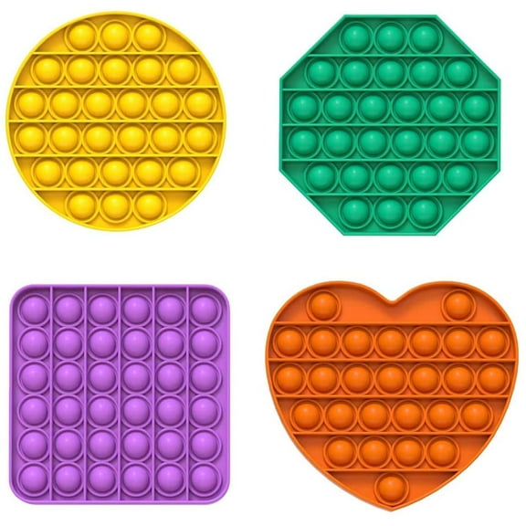 Clover Lightweight Colorful Squeeze Anti Stress Fidget Toys 4 Pcs Set (Green/Yellow/Purple/Orange)